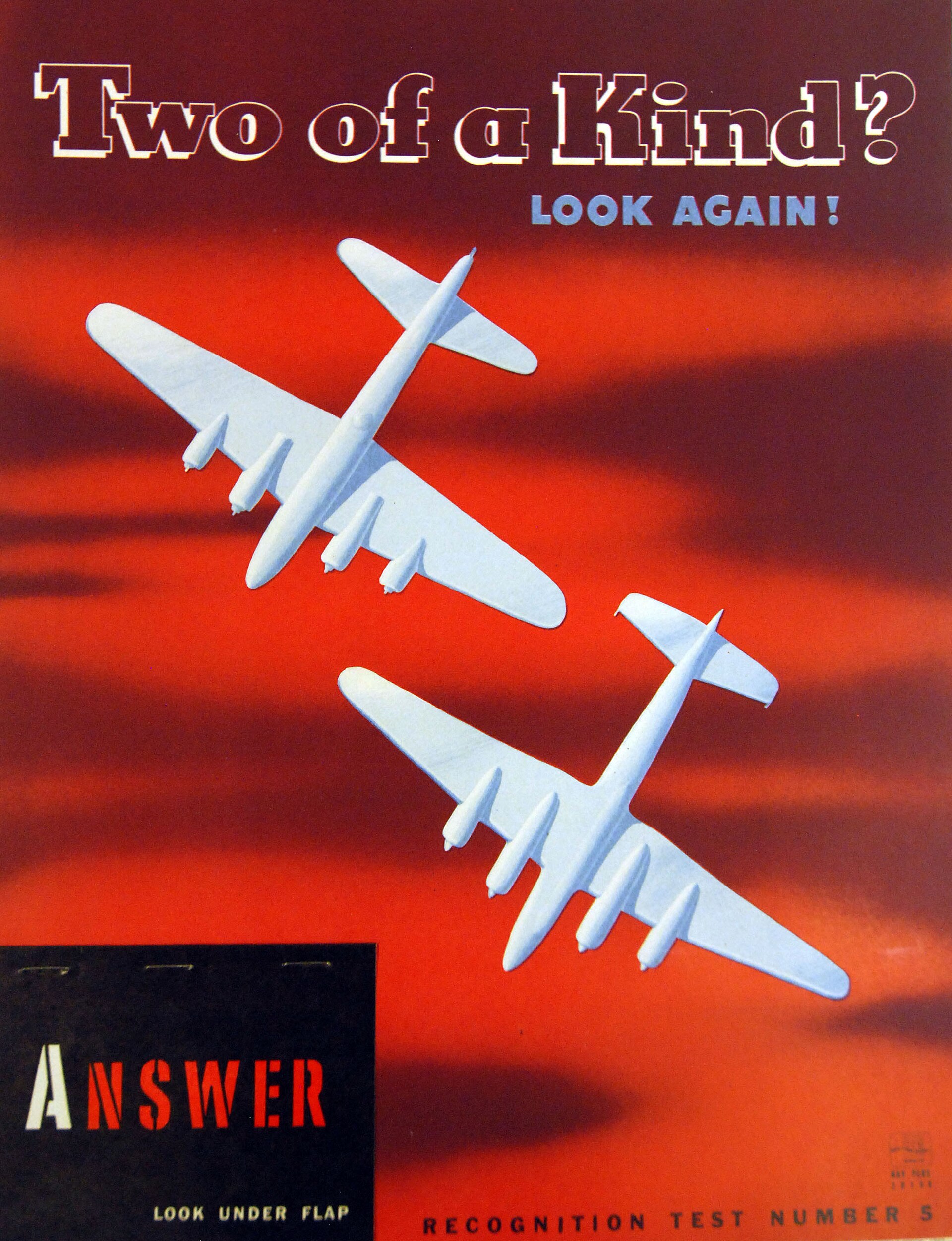 A wartime recognition test showing two similar four-engine aircraft, one above the other.