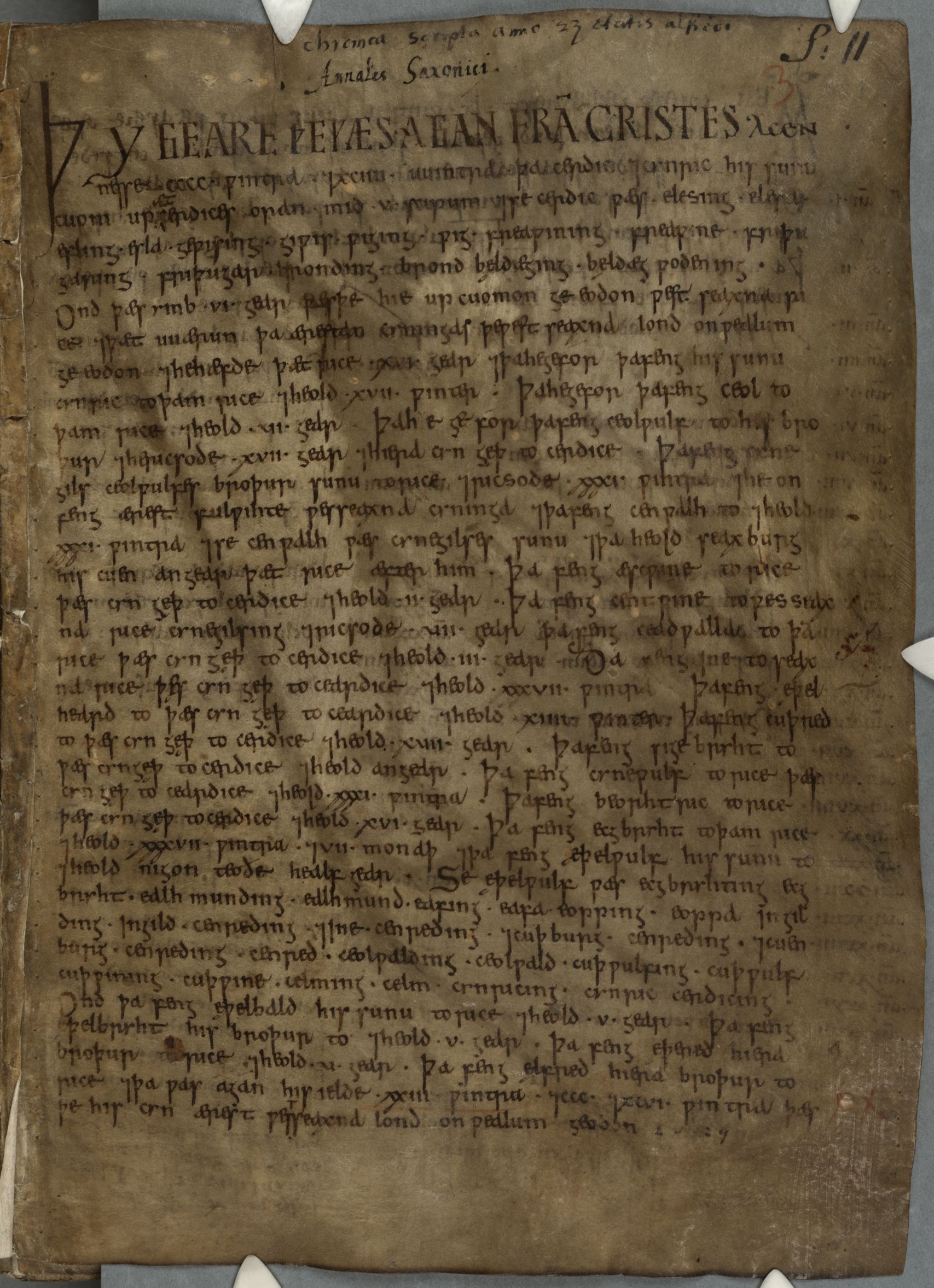 Một trang Biên niên sử Anglo-Saxon viết tay thời trung cổ.