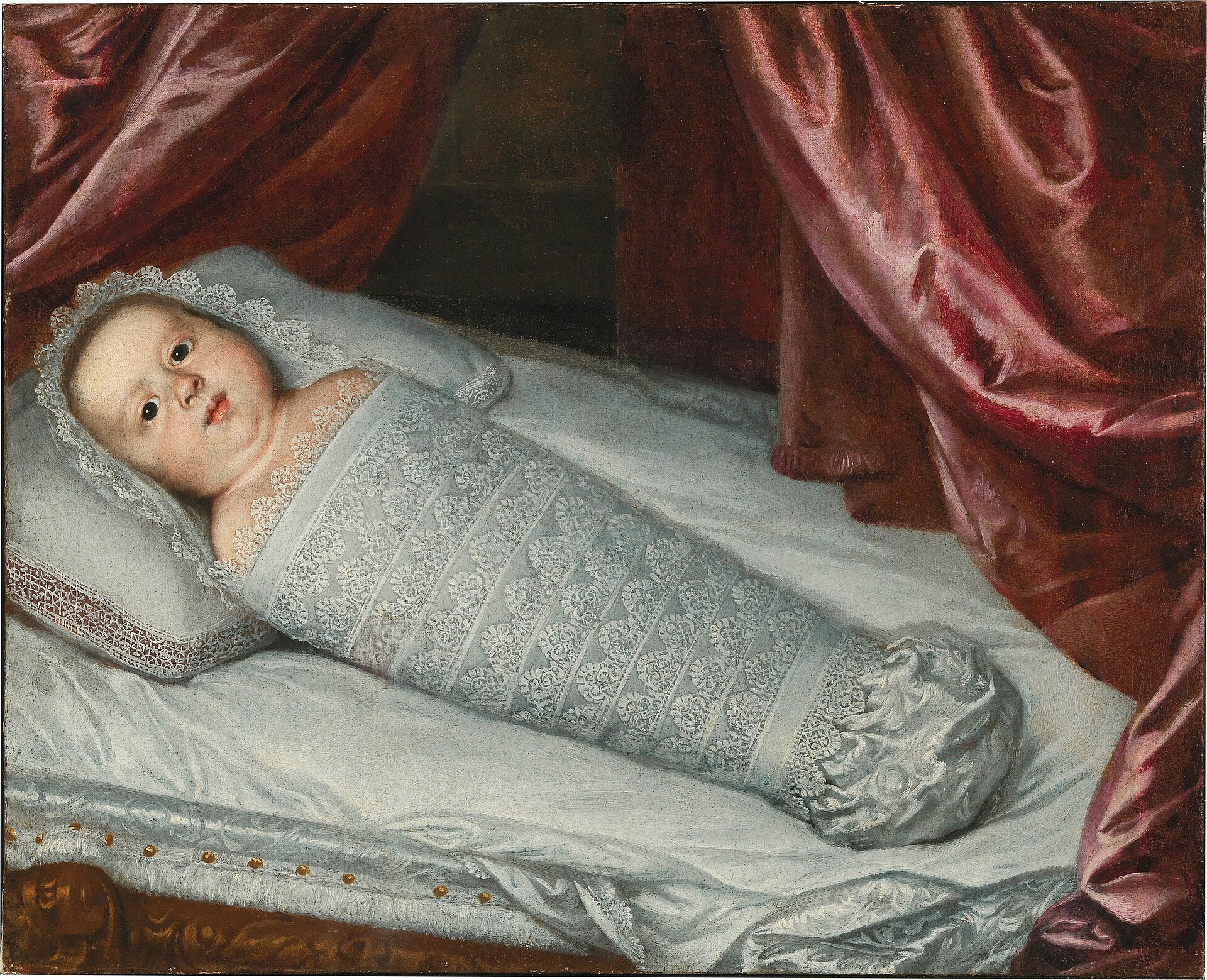 A seventeenth-century oil portrait of an infant, painted with the care usually given to an adult sitter.